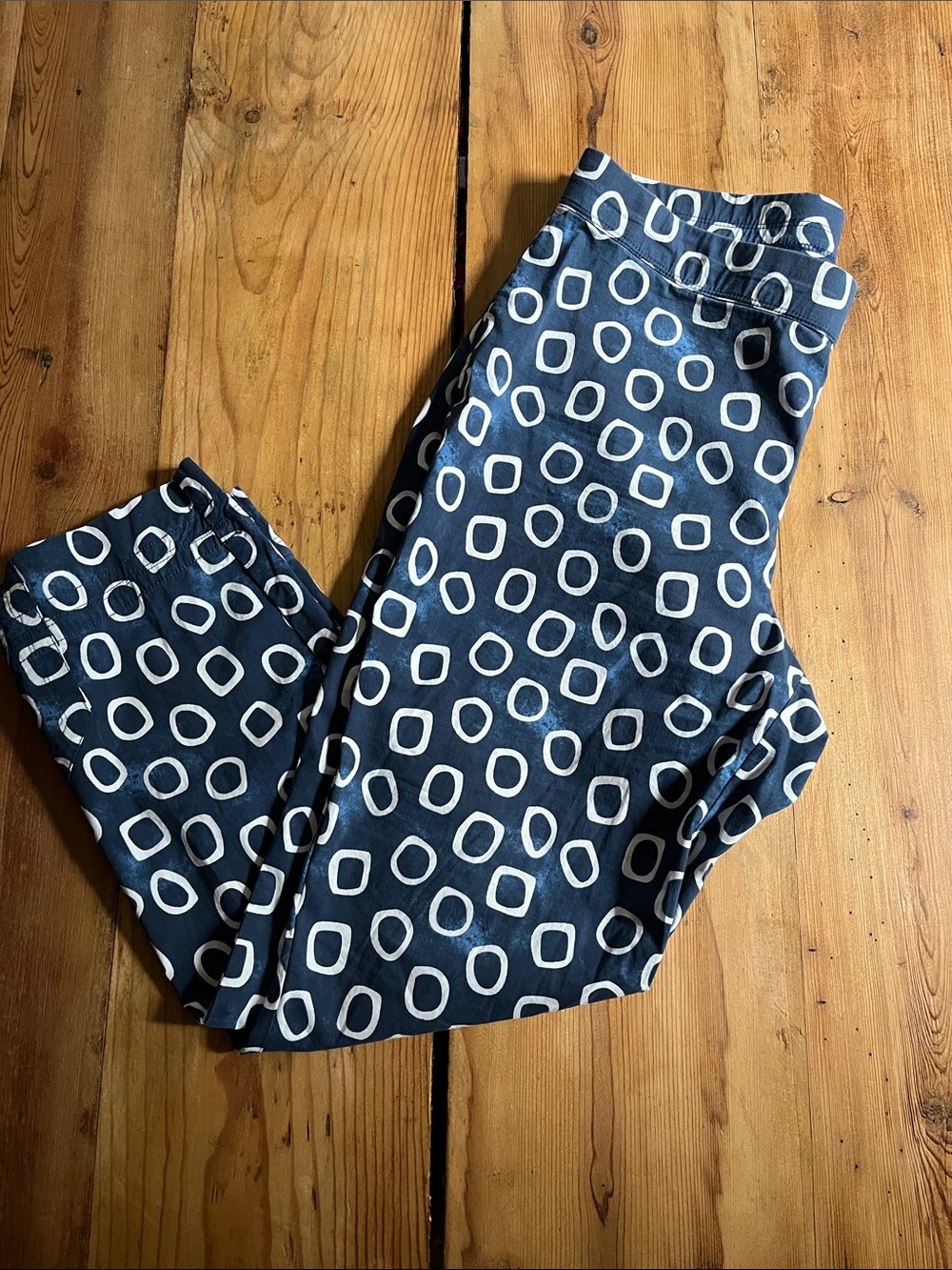 FOIL 8 Blue Lightweight Notch Cuff Pants Printed Lagenlook New Zealand Boutique